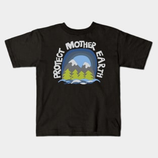 Protect Mother Earth Illustrated Mountain Climate Change Ambassador Kids T-Shirt